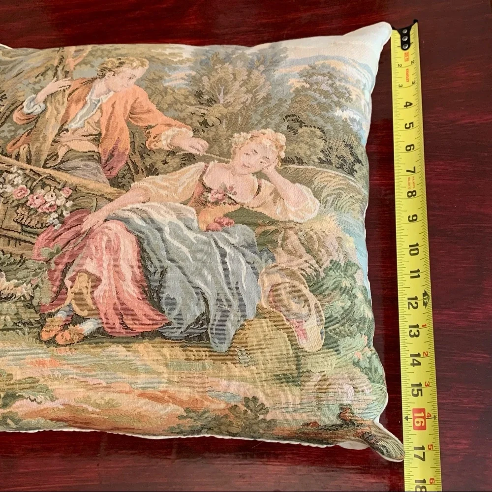 Vintage Italian tapestry decorative throw pillow